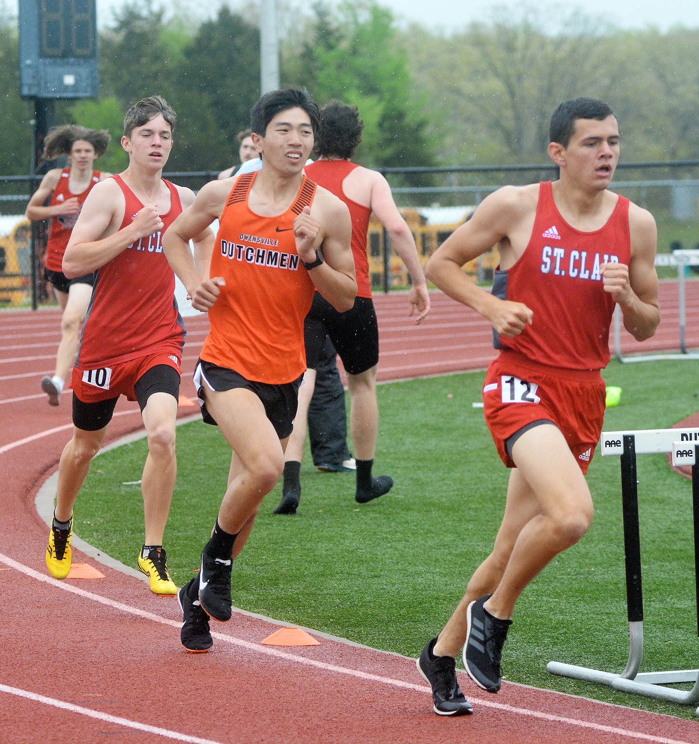 Freddy Zheng (second from left) also competed in the FRC Track Meet racing in the 1600m and 3200m runs. Zheng’s senior season ended following a fifth-place finish as part of the Dutchmen 4x800m relay team during the MSHSAA Class 3, District 5 Track Meet at West Plains High School hosted by Willow Springs High School.